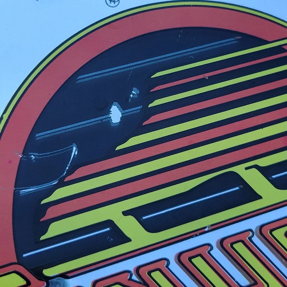 Vintage Vancouver Canucks 20th Anniversary NHL Mirror Sign 1970-1990 Skate Logo